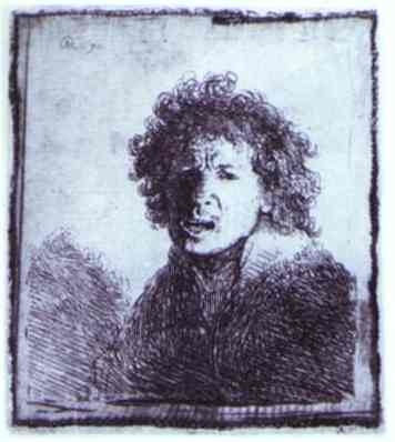 Rembrandt  Self-Portrait Open-Mouthed  1630  Etching  2nd state
