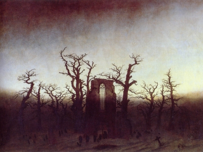 Friedrich - Abbey in the Oak Forest
