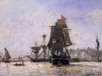 Jongkind - Large Sailing Boats at Honfleur
