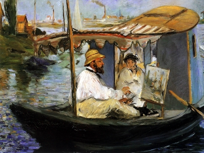 Manet - Monet in His Floating Studio
