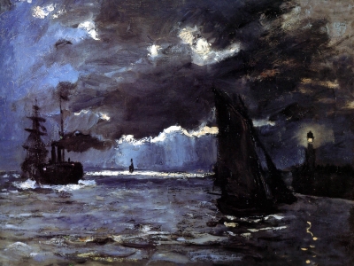 Monet - Port of Honfleur at Night
