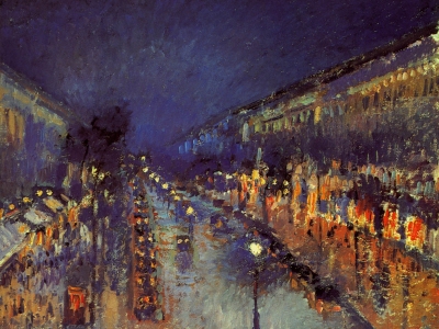 Pissarro - Boulevard Montmarte by Night
