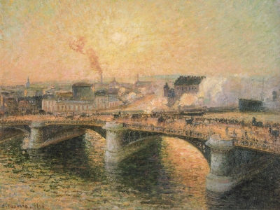 Pissarro - The Boieldieu Bridge to Rouen  Sunset
