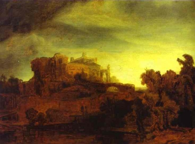 Rembrandt  Landscape with a Castle  c  1632  Oil on panel
